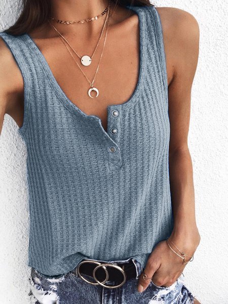 Plus Size Casual Solid Sleeveless T-shirt