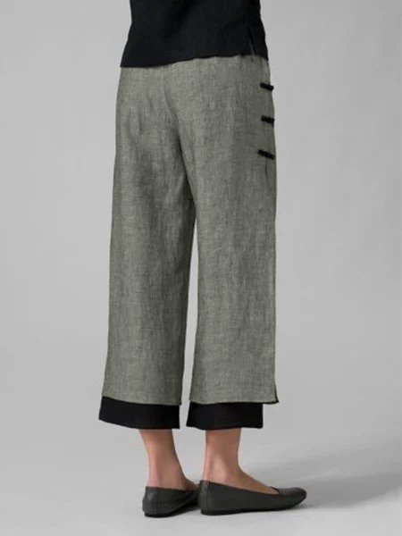 Women Cotton Casual Pants Solid Pants