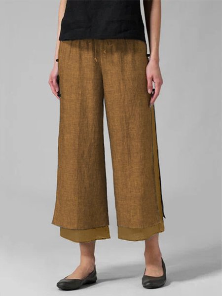 Women Cotton Casual Pants Solid Trousers