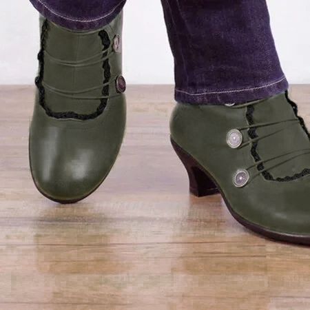 Women Leather Comfy Heel Shoes