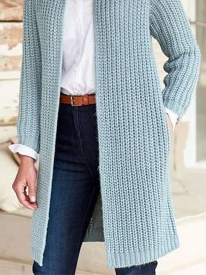 Vintage Plain Plus Size Long Sleeve Casual Sweater Cardigan roselinlin