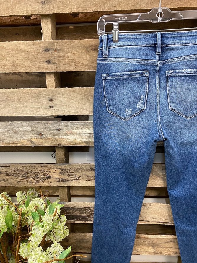 Casual Side Slit Hem with Frayed Edges Jeans