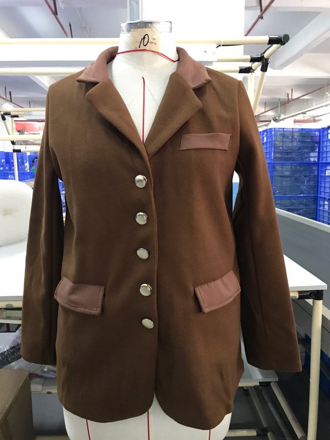 Solid Vintage Blazer Plus Size Lapel Long Coat