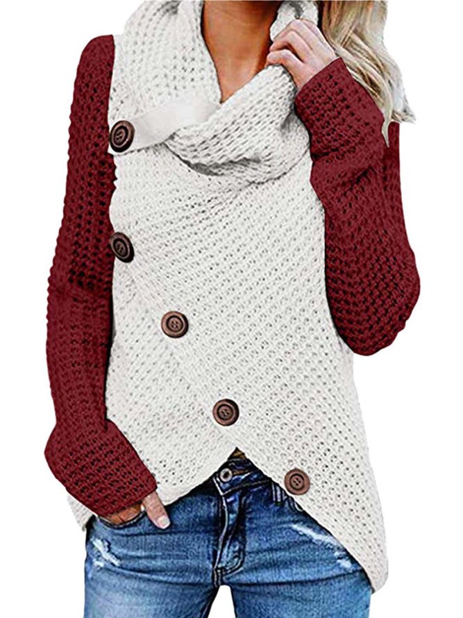 Women Casual Plain Spring Acrylic Mid-weight Micro-Elasticity Long sleeve Loose Sweater