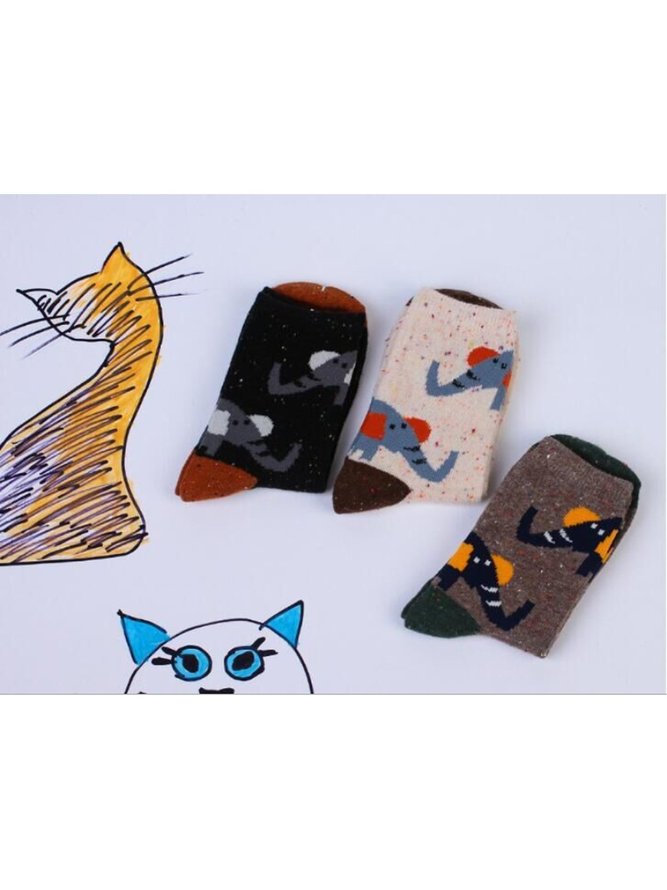 Cat Printed Underwear & Socks
