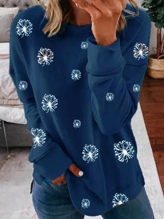 Casual Long Sleeve Cotton Round Neck Shirt & Top