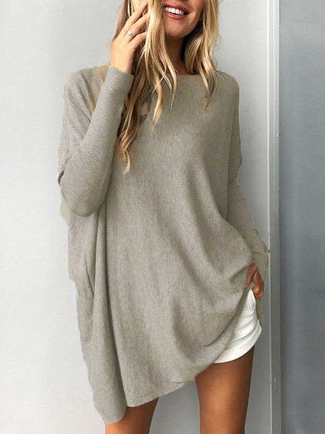 Casual Long Sleeve Solid Tunic