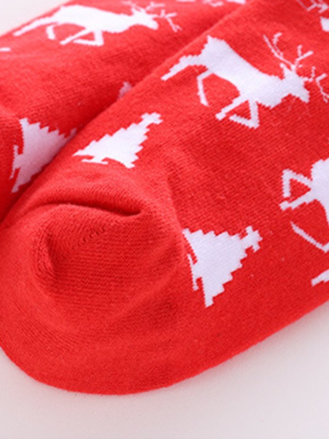 Christmas elk pattern short socks cotton socks