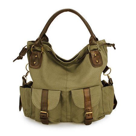 Women Multi-pocket Canvas Handbags Leisure Shopping Crossboody Bag