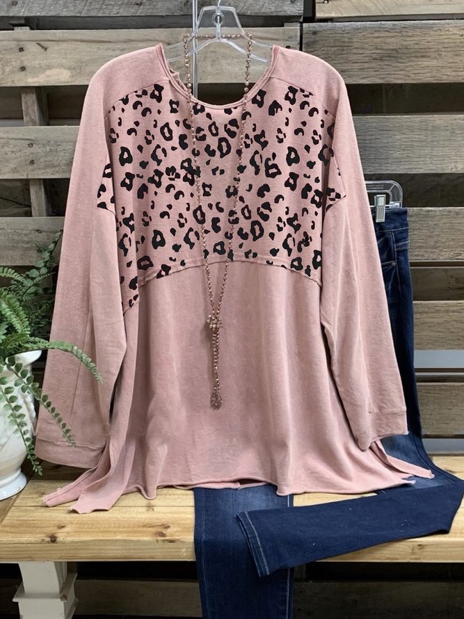 Leopard Casual Long Sleeve Tops