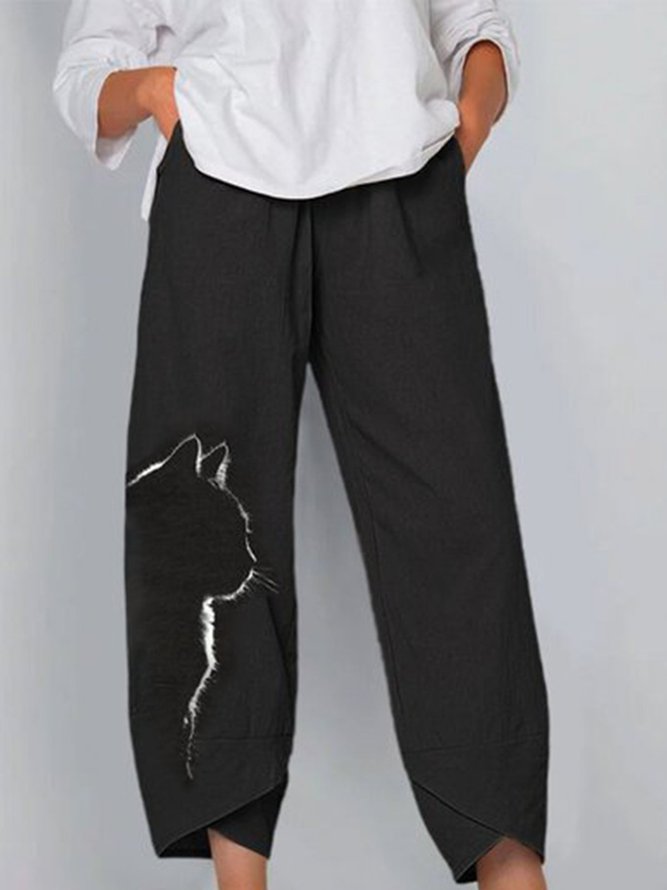 Cat Printed Casual Animal Pants roselinlin