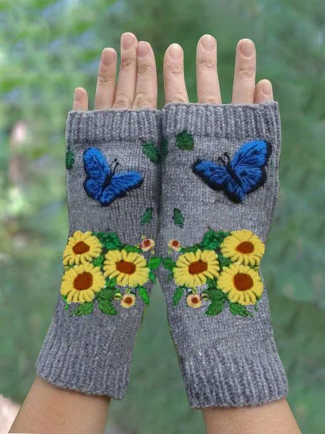 Polyester Printed   Vintage Winter Gloves