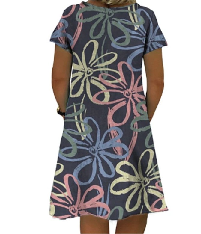 Short Sleeve Simple Weaving Dress