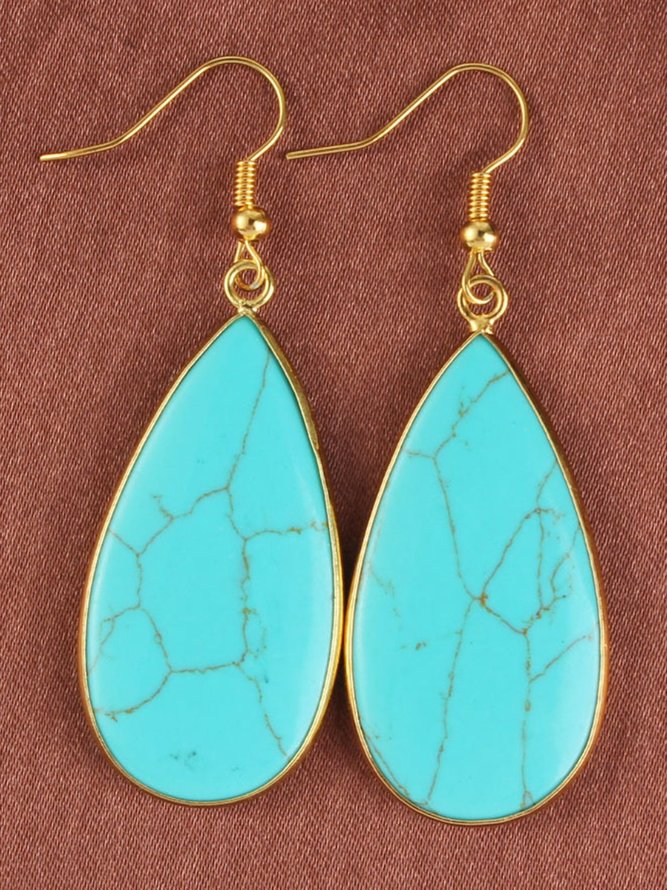 Natural crystal stone long drop earrings