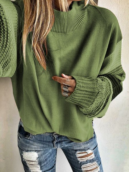 Women Plus Size Sweater Turtle Neck Knit Tops