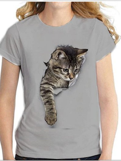 Women Summer Top Funny 3D Cat Printed Tee Casual T Shirt Short Sleeve Tee Blouse