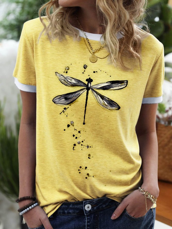 Dragonfly Pattern  Summer Cotton Shirts & Top