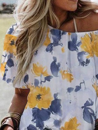 Crew Neck Cotton-Blend Casual T-shirt