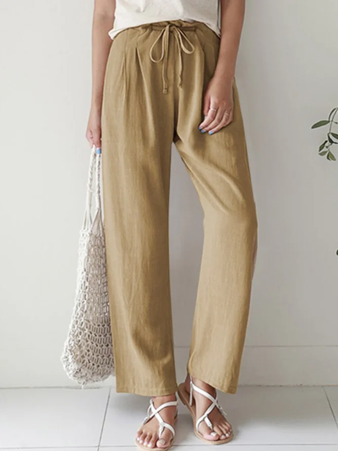 Linen Simple Solid Pants | roselinlin