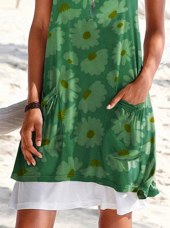 Sleeveless Casual Cotton-Blend Knitting Dress