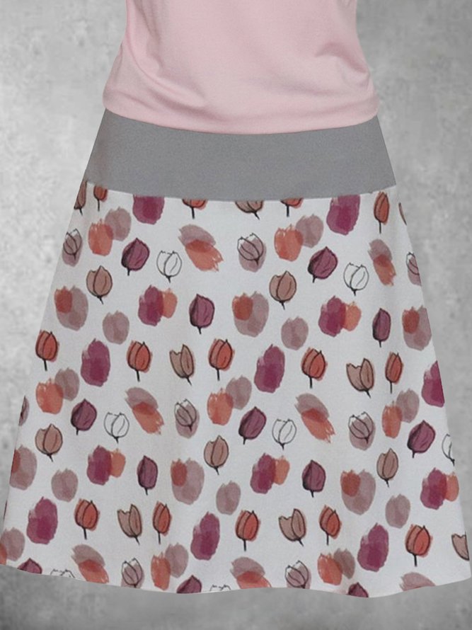 2021 Summer New Printed Knitted A Skirt Holiday Silk-Organza Short Sleeve Knitting Dress