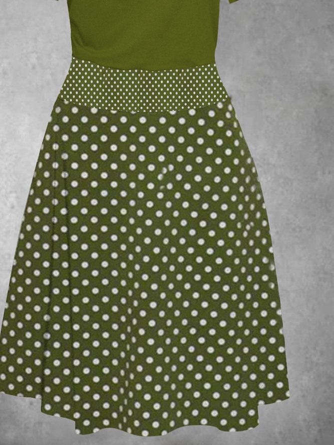 2021 Summer Vacation Polka Dot Knit A skirt Half Sleeve Holiday Weaving Dress