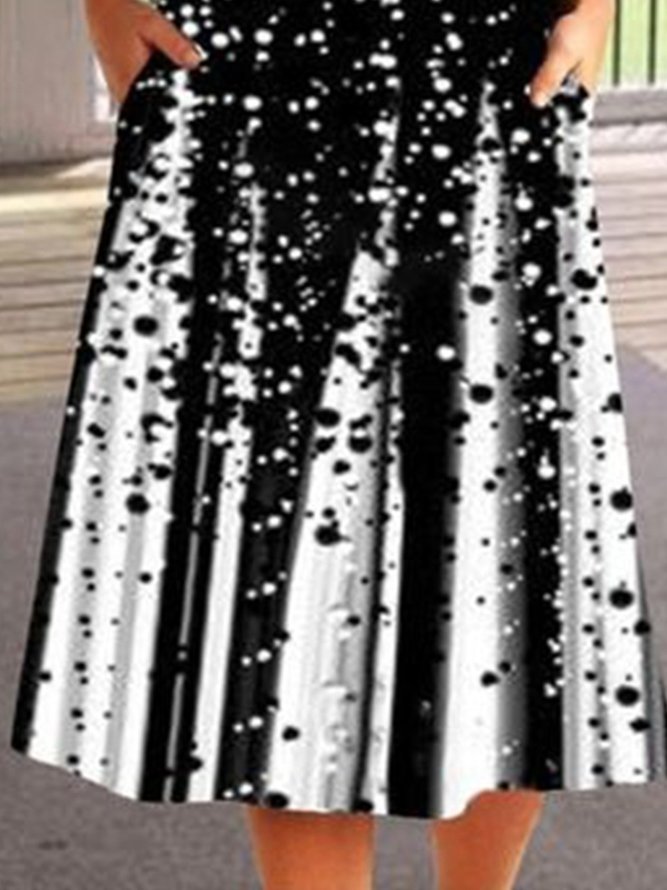 Vintage Boho Holiday Shift Ombre/tie-Dye Crew Neck Short Sleeve Women Dress