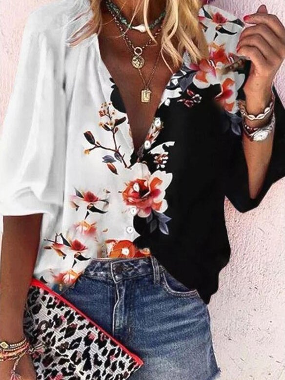 Floral Holiday Shift Cotton-Blend T-shirt