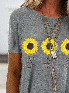 Tunic Crew Neck Casual Short Sleeve Tops