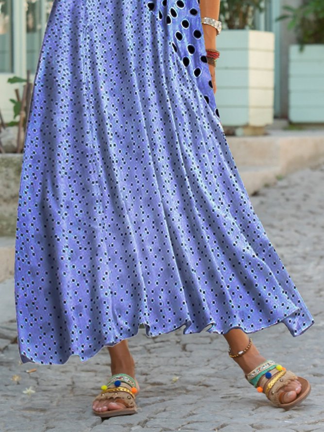 Casual Dots Print Short Sleeve Women Dress