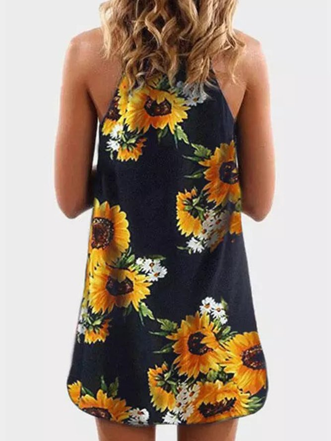 Floral-Print Casual Knitting Dress