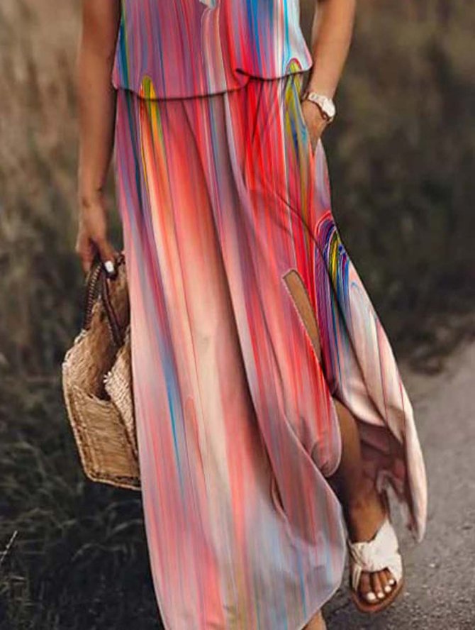 Sleeveless Cotton-Blend Shift Casual Weaving Dress