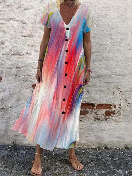Shift Casual Short Sleeve Weaving Dress