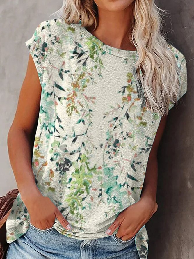 Short Sleeve Cotton-Blend Casual Top