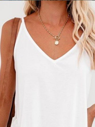 V Neck Casual Shift Sleeveless Top