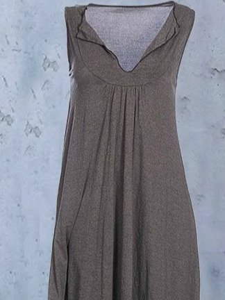 Casual Solid Cotton-Blend Knitting Dress