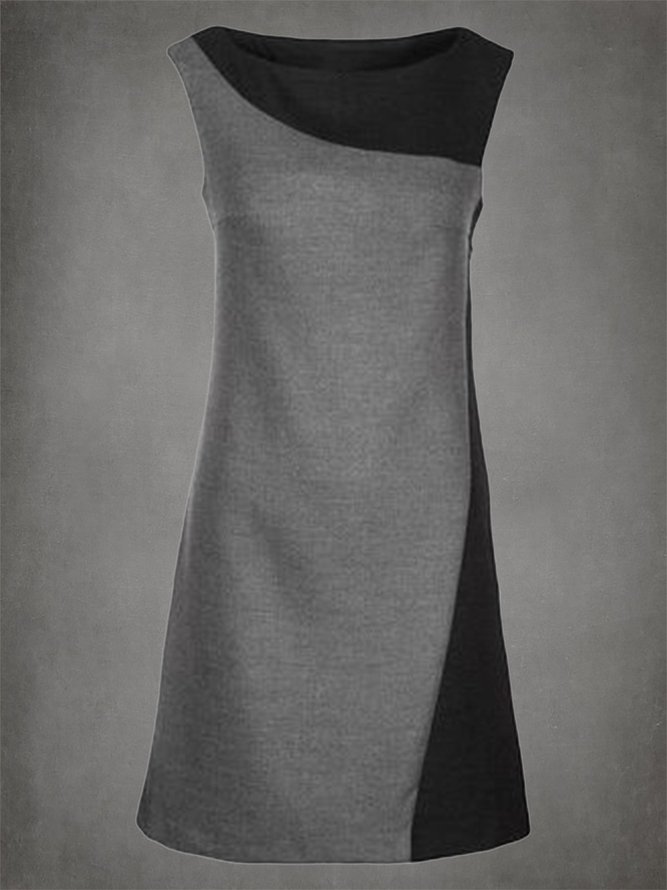 A-Line Paneled Simple Sleeveless Knitting Dress