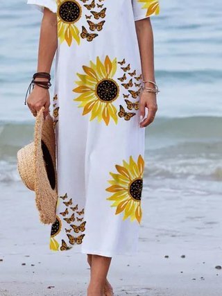 Casual V Neck Women Dress