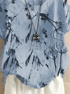 Short Sleeve Crew Neck Casual Top