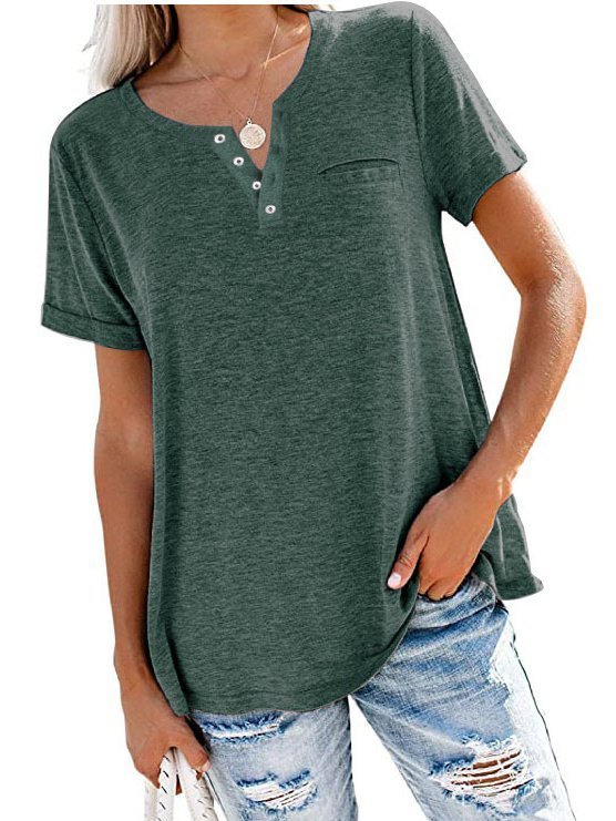 Crew Neck Casual Cotton Short Sleeve T-shirt