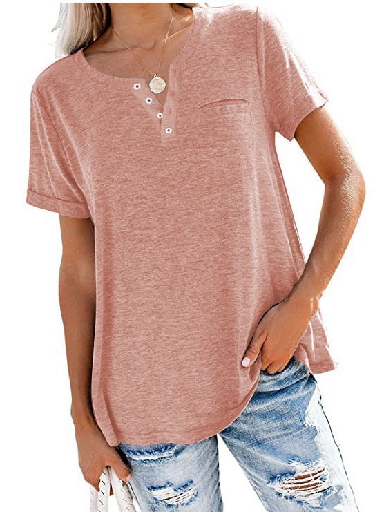 Crew Neck Casual Cotton Short Sleeve T-shirt