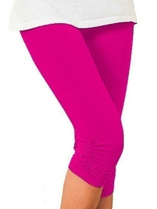 Casual Sports Plain Capris Leggings