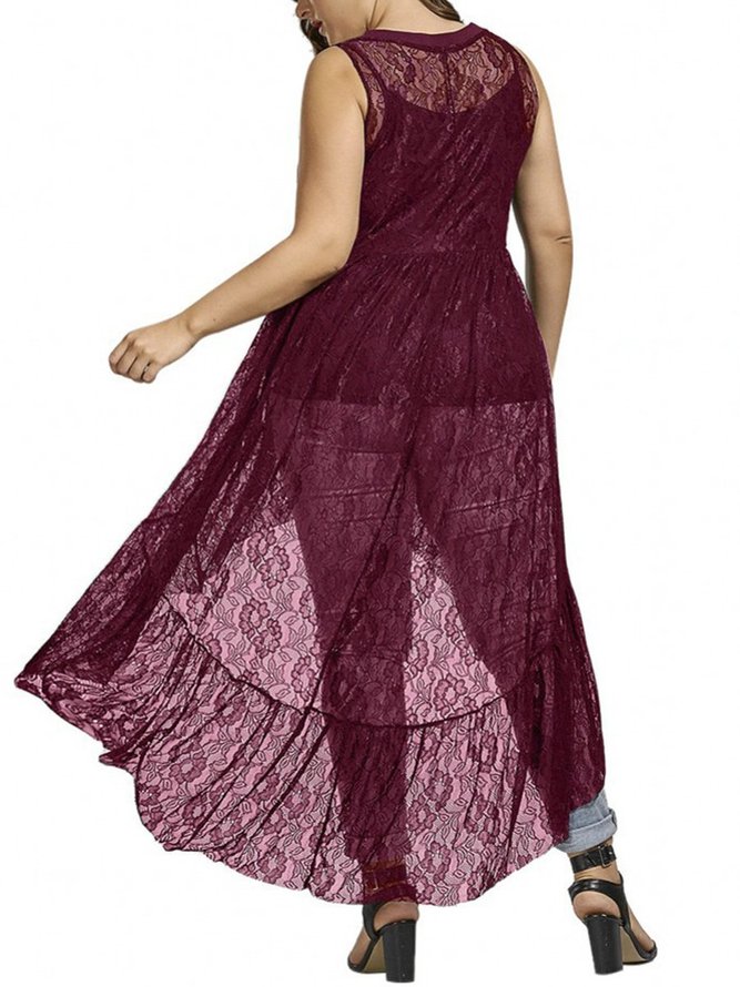 Sleeveless High Low Vintage Weaving Dress