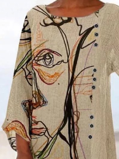 Casual fashion abstract character print Shirt & Top
