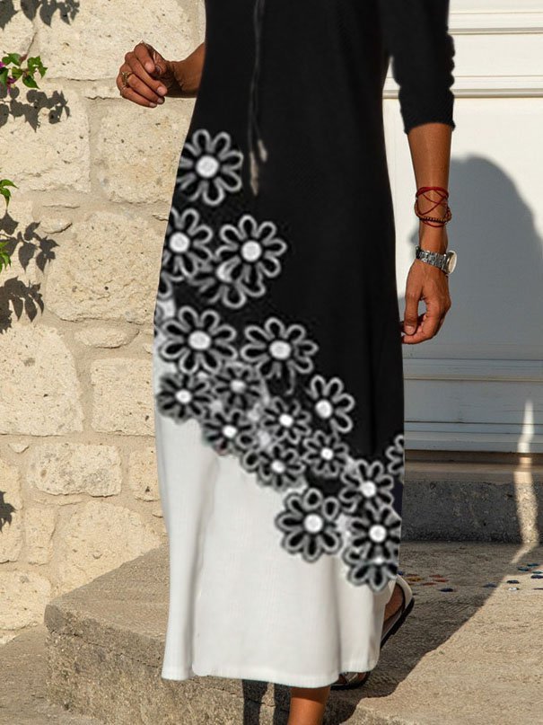Floral Casual Crew Neck Dress