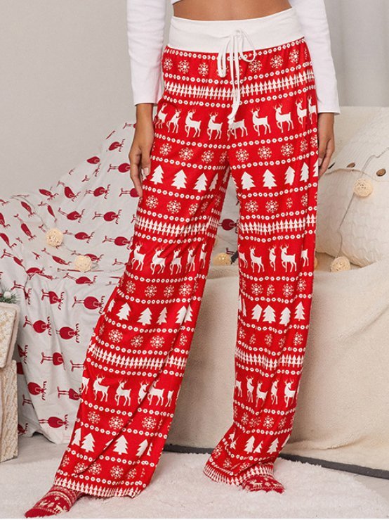 Holiday Casual Print Christmas women Pants