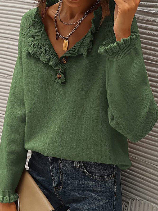 Plain Spring Casual Acrylic Crew Neck Mid-weight High Elasticity Loose Regular Sweater for Women
