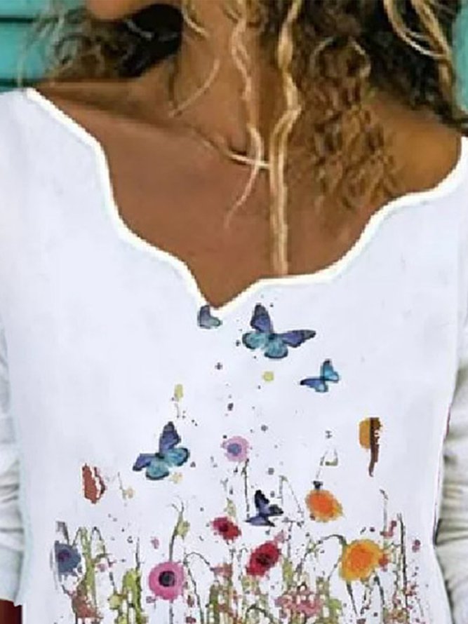 Long Sleeve Butterfly Shift Shirts & Tops
