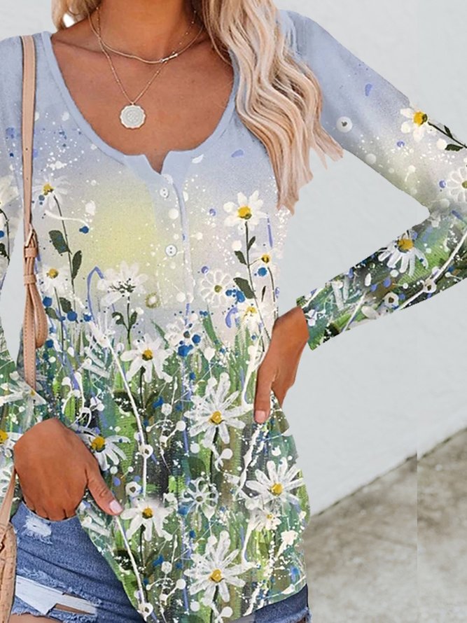 Floral Long Sleeve Shirts & Tops roselinlin