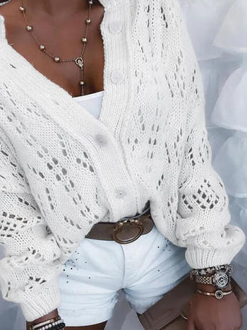 Long Sleeve Plain Cotton-Blend Sweater Coat